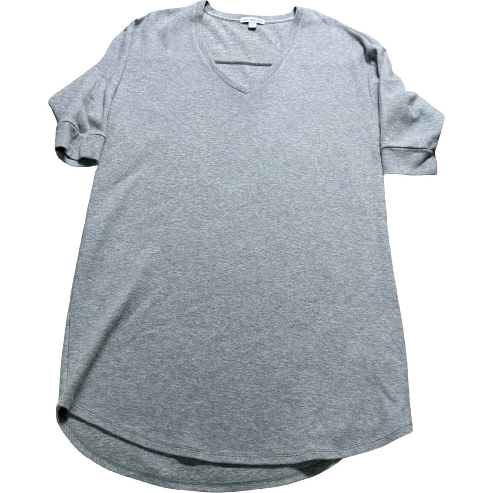 James Perse Standard Dress Women 0 XS Gray Cotton Nylon V Neck Long Sleeve